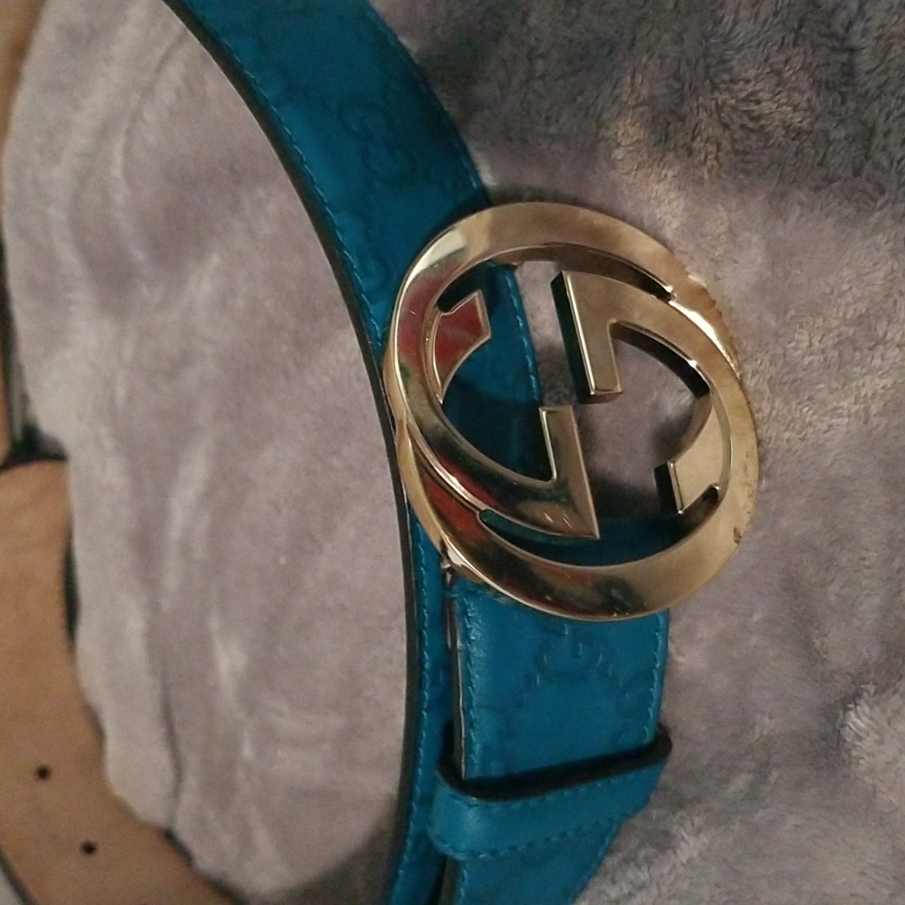 Gucci Beautiful Blue Gg Belt 95-38 You Can't Get This 1 Anywhere!